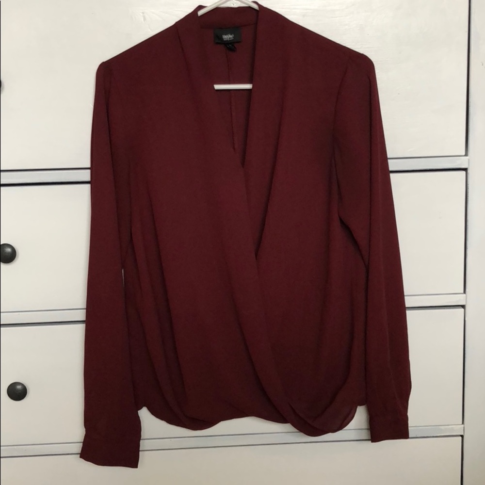 Cranberry Mossimo Faux Wrap Top Size Small